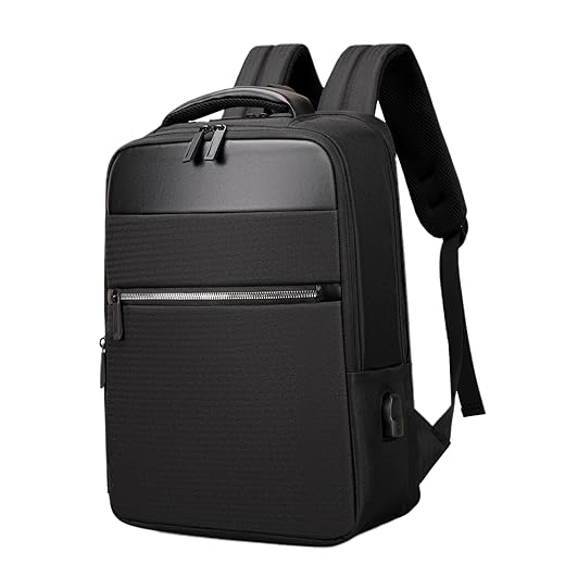 TOKSHOP Mochila Masculina Executiva com Detalhes em Couro PU Premium Impermeável com entrada USB Resistente à riscos Slim Exclusiva