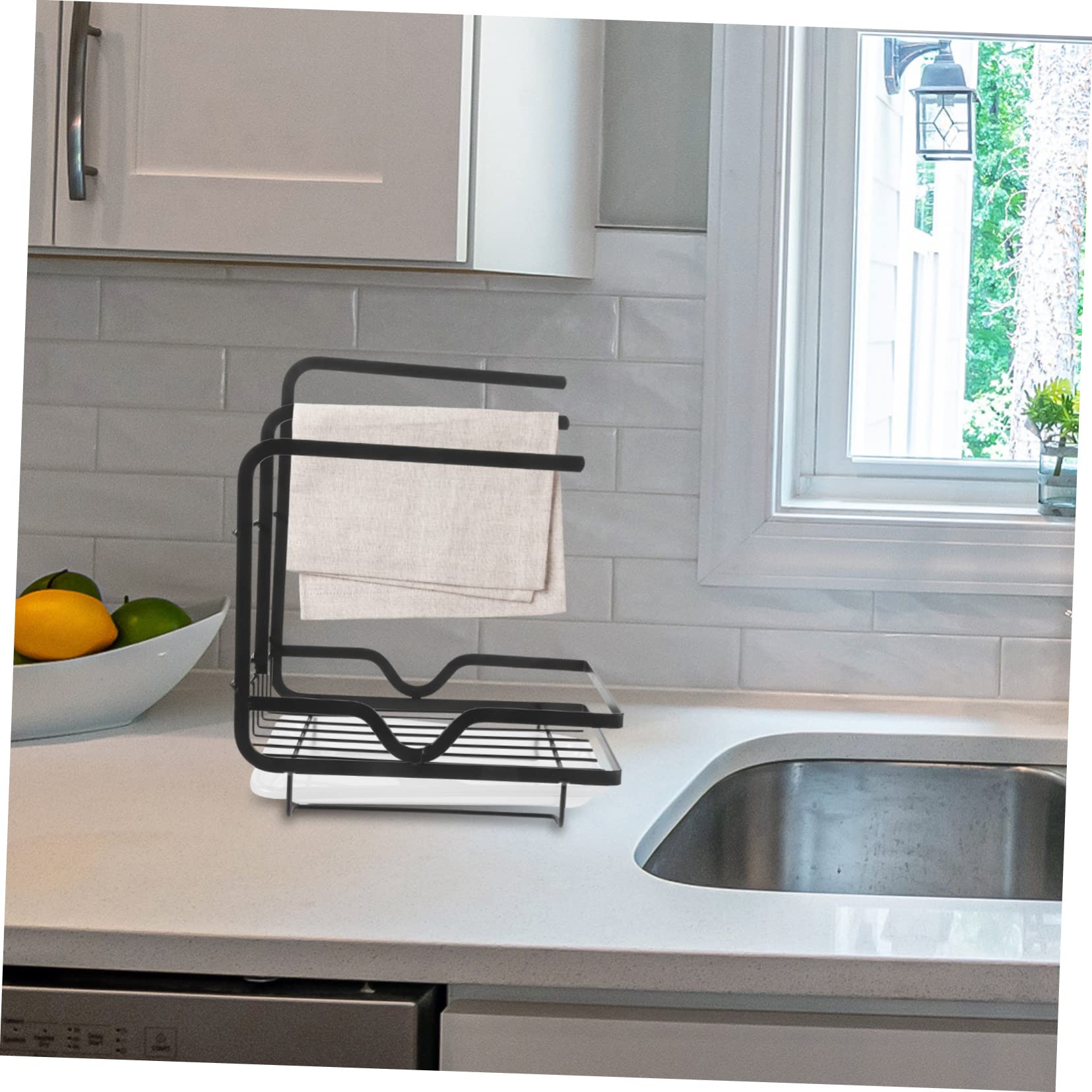 Cabilock Soporte Escurridor de Esponjas y Paños de Cocina, Organizador Metálico de Pared para Fregadero y Cocina, Negro