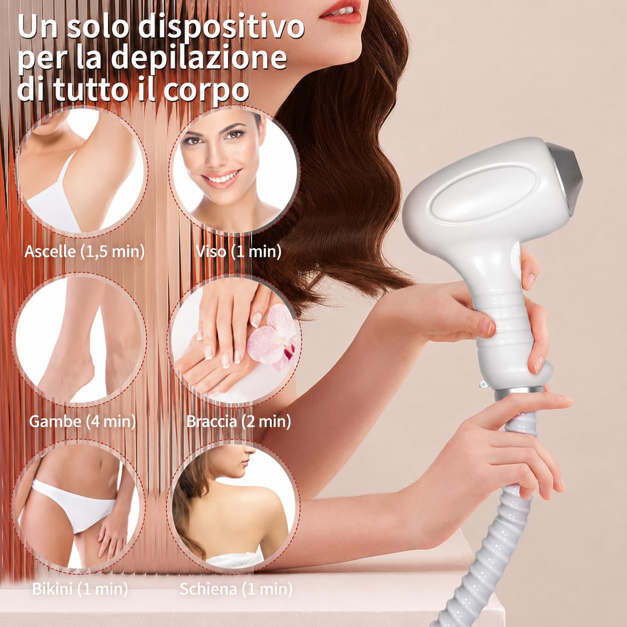 Dispositivo per epilazione laser permanente a diodo 808 nm, manipolo a 10 barre laser, 755 808 1064 nm, raffreddamento integrato, display touch HD, per salone e uso domestico