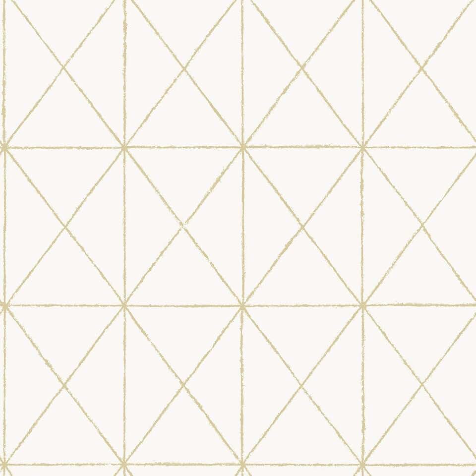 NUS3577 Gold Get in Line Peel Stick Wallpaper, White & Off-White