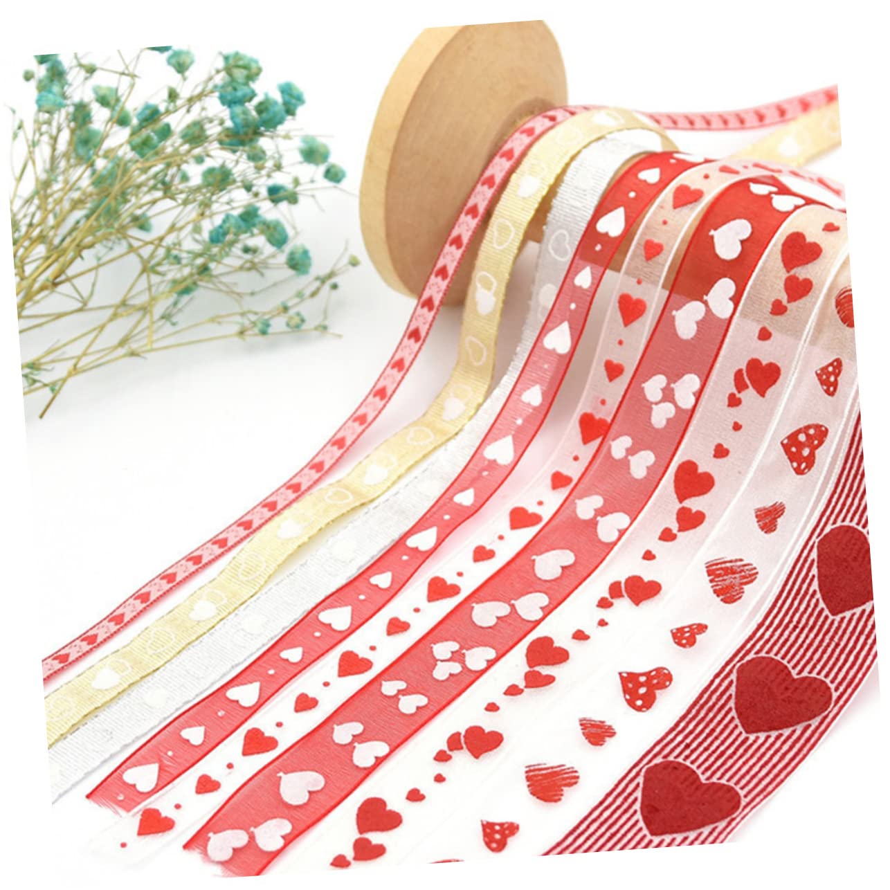 TEHAUX 12 Rollen Liebevolles Herzband Valentinstag Ripsband Hochzeit Liebesbänder Liebespaketband Liebesband Zum Basteln Gestaltetes Geschenkband Polyester Drucken Liebe Tasche Braut