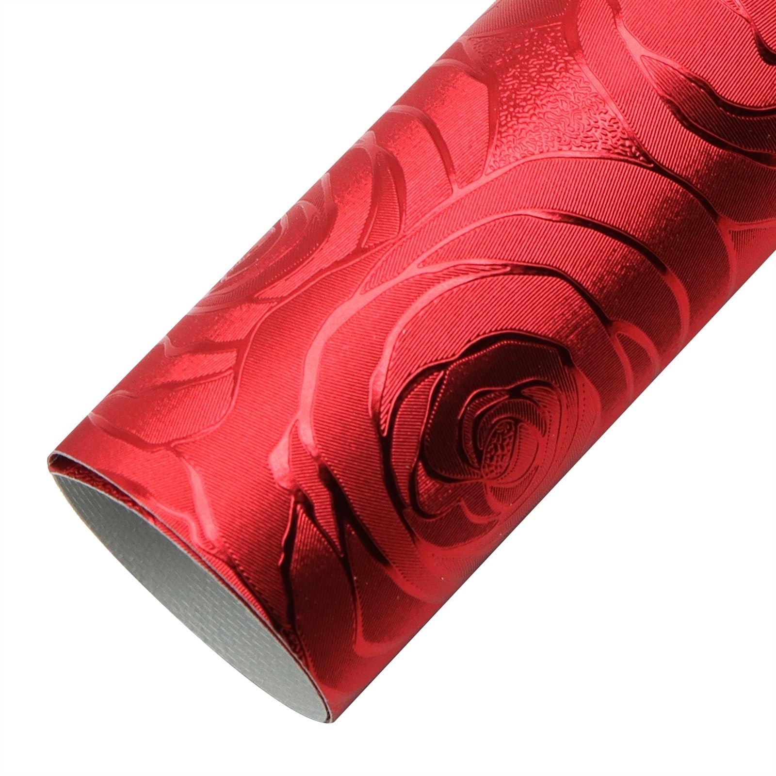JMORCO Faux Leather Sheets 20 * 33cm Or 50 * 140cm Glossy Rose Flowers Fabric Faux Leather Sheets Synthetic Leather Roll DIY Handbag Wallet Earring (Color : 5red, Size : 30x140cm) — image 1