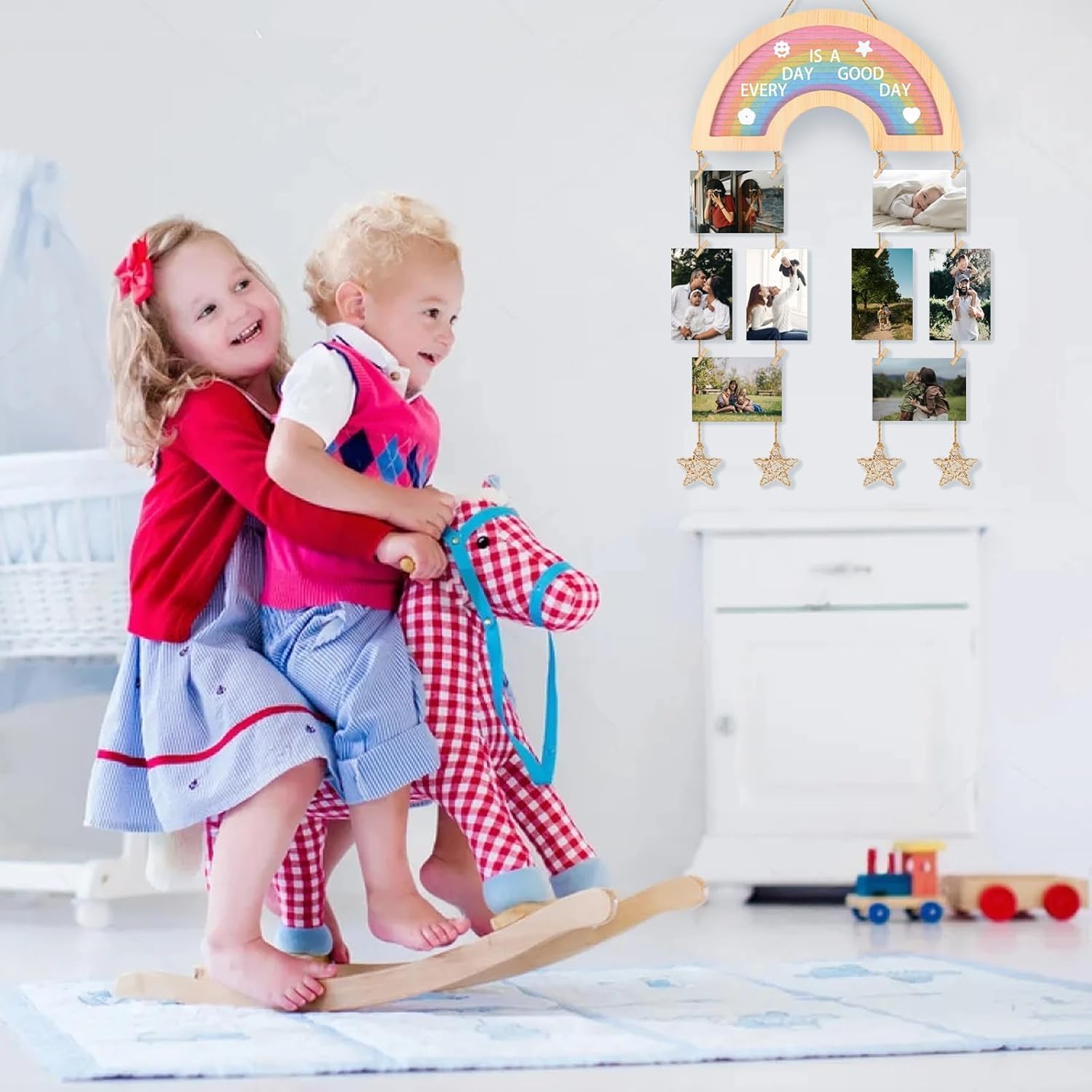 Picture Frames Collage Wall Decor Hanging Photo Display, Personalized Gifts for Teen Girls, Unique DIY Rainbow Felt Letter Board with 340 Letters and 20 Clips for Kids Teenage Birthday Party - Image 6