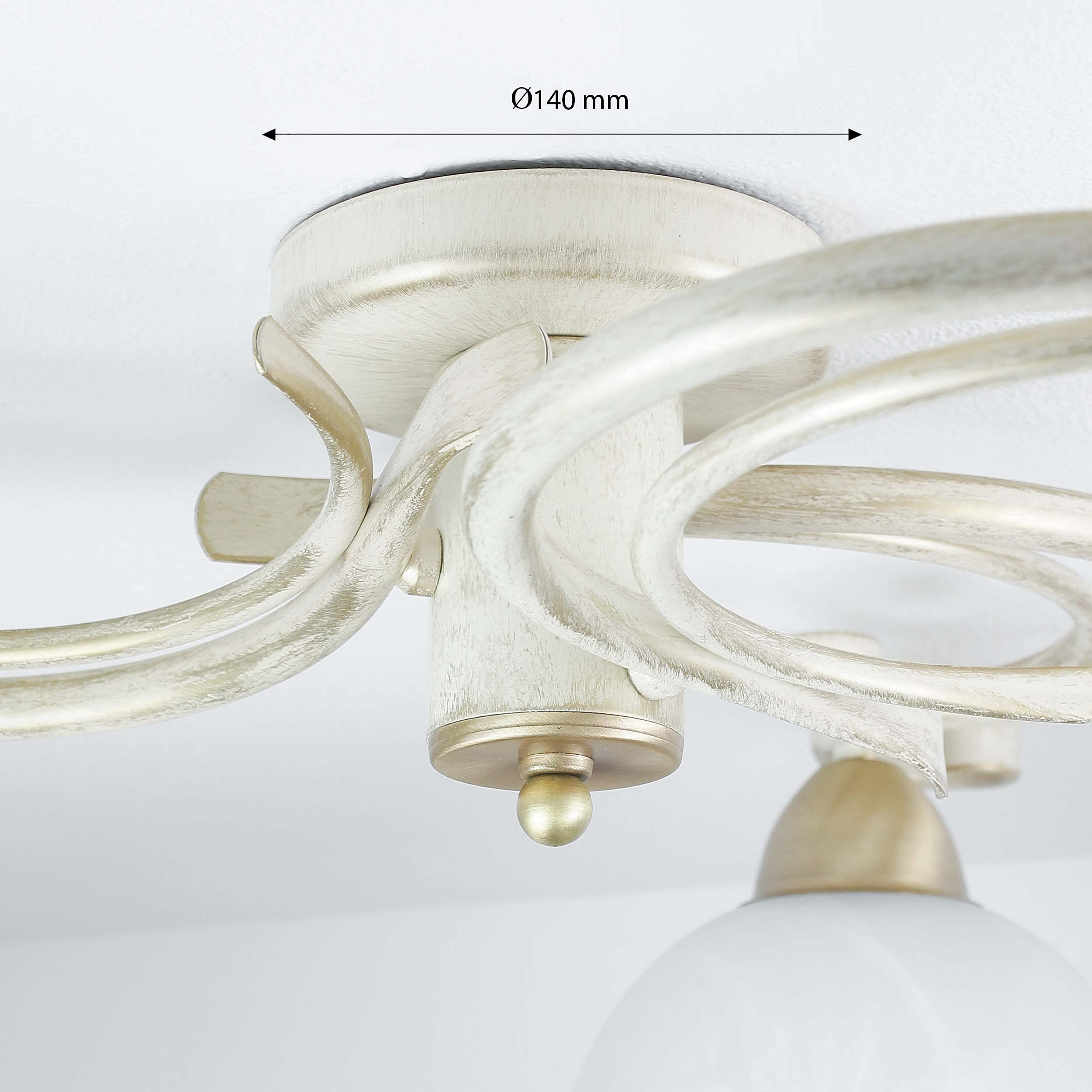 Licht-Erlebnisse Deckenleuchte Shabby Chic Weiß 3x E27 bis 60W Deckenlampe Landhaus rustikal Esszimmer Lampe Decke Wohnzimmer