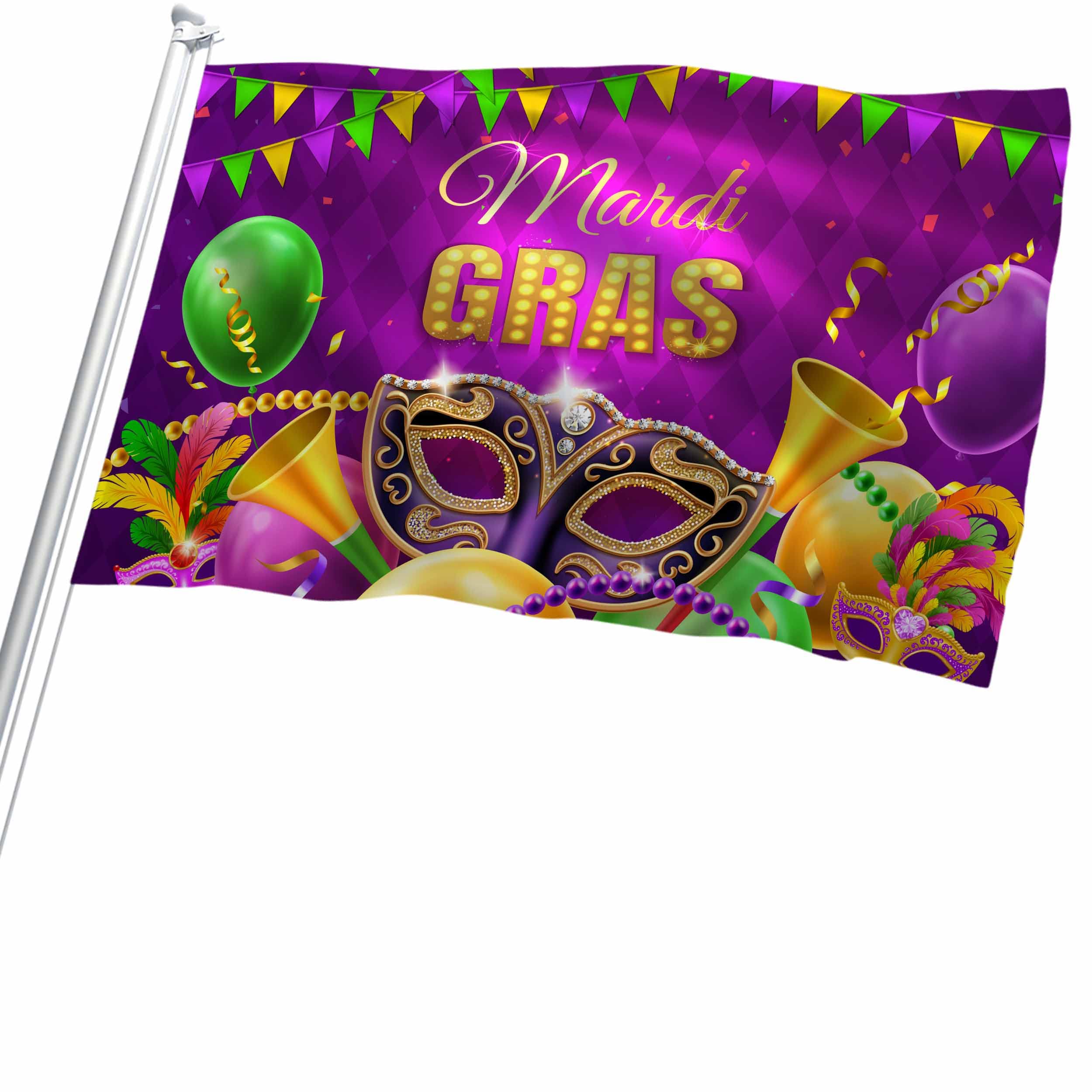 Mardi Gras Flagge – Buntes Karnevals-Banner 90x150 Cm, Wetterfest & Lebendig, Für Party & Deko