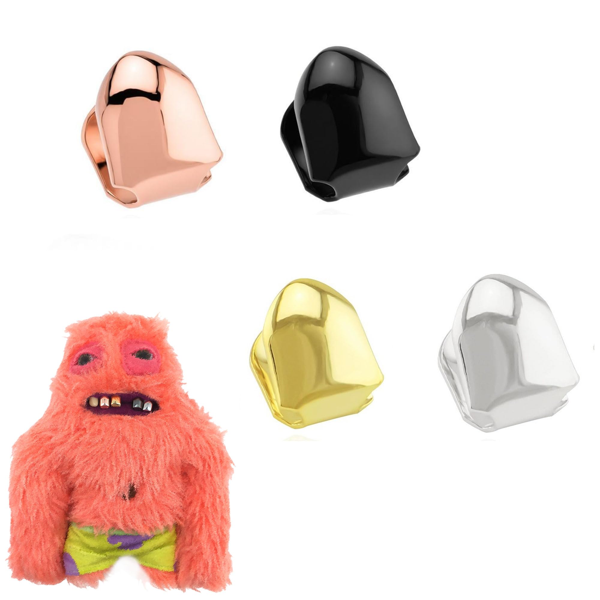 Decorative Grillz Accessory for Fuggler, Clip-on Decoration Grills, Stainless Steel Cover, Plain Grill Cap (Plain Caps)