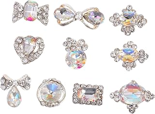 FRCOLOR 10 Peças Joias Com Diamantes Para Unhas Pedras Preciosas Para Unhas Adesivo Pedras Preciosas Gravata Borboleta Amuletos De Laço De Unhas 3D Decalque De Ponta De Unha