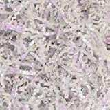 Bobobag - 4oz Crinkle Cut Paper Shred Filler Recyclable Gift Wrap Confetti Raffia Grass Shiny Shred Paper for Easter Baskets Filler Creative Eggs Decor (Diamond White)
