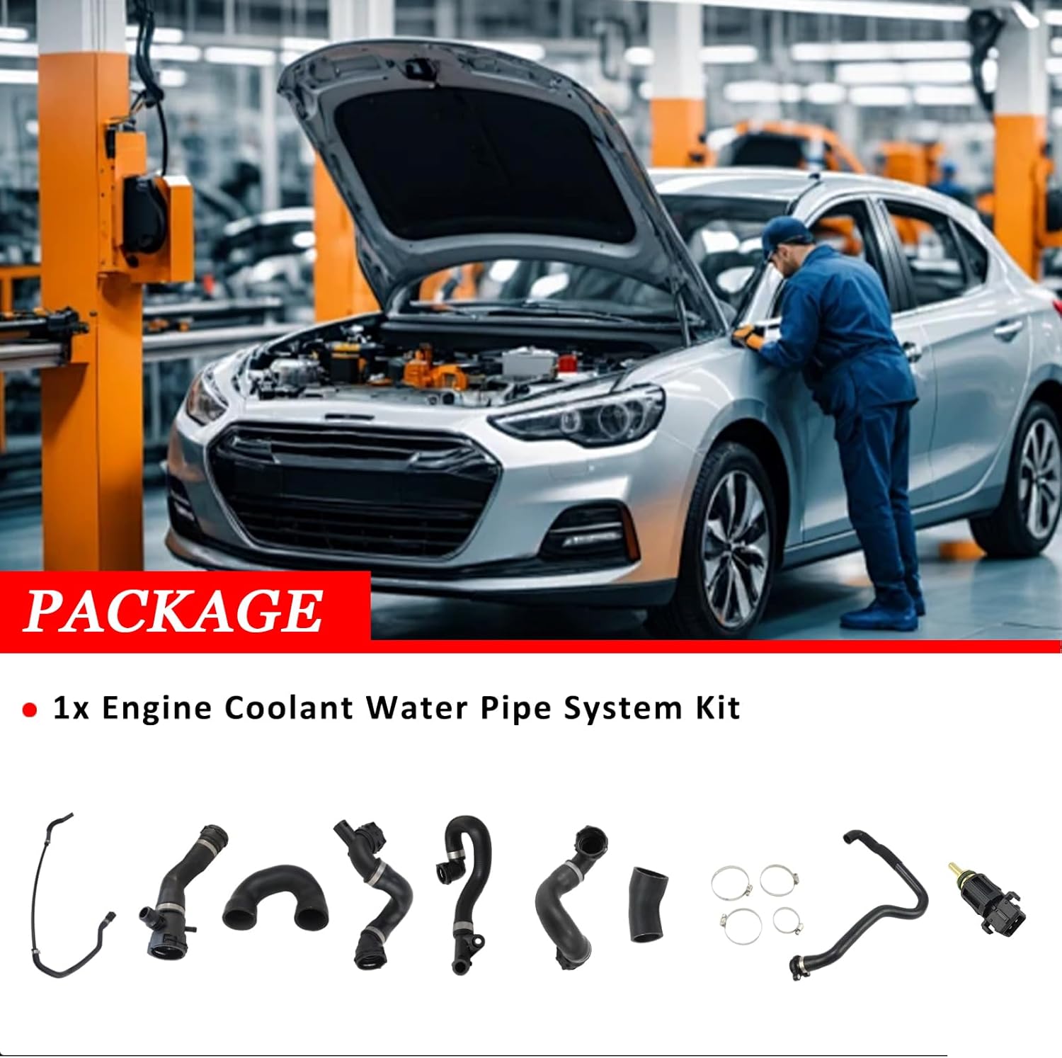 (13Pcs) Coolant Water Pipe System Kit for BMW 2006-2013 N51 128i 325i 328i 330i, Radiator Coolant Water Hoses Replaces 11537516414 11537545890 17127618510 13621433077 17117524710, See Fit!