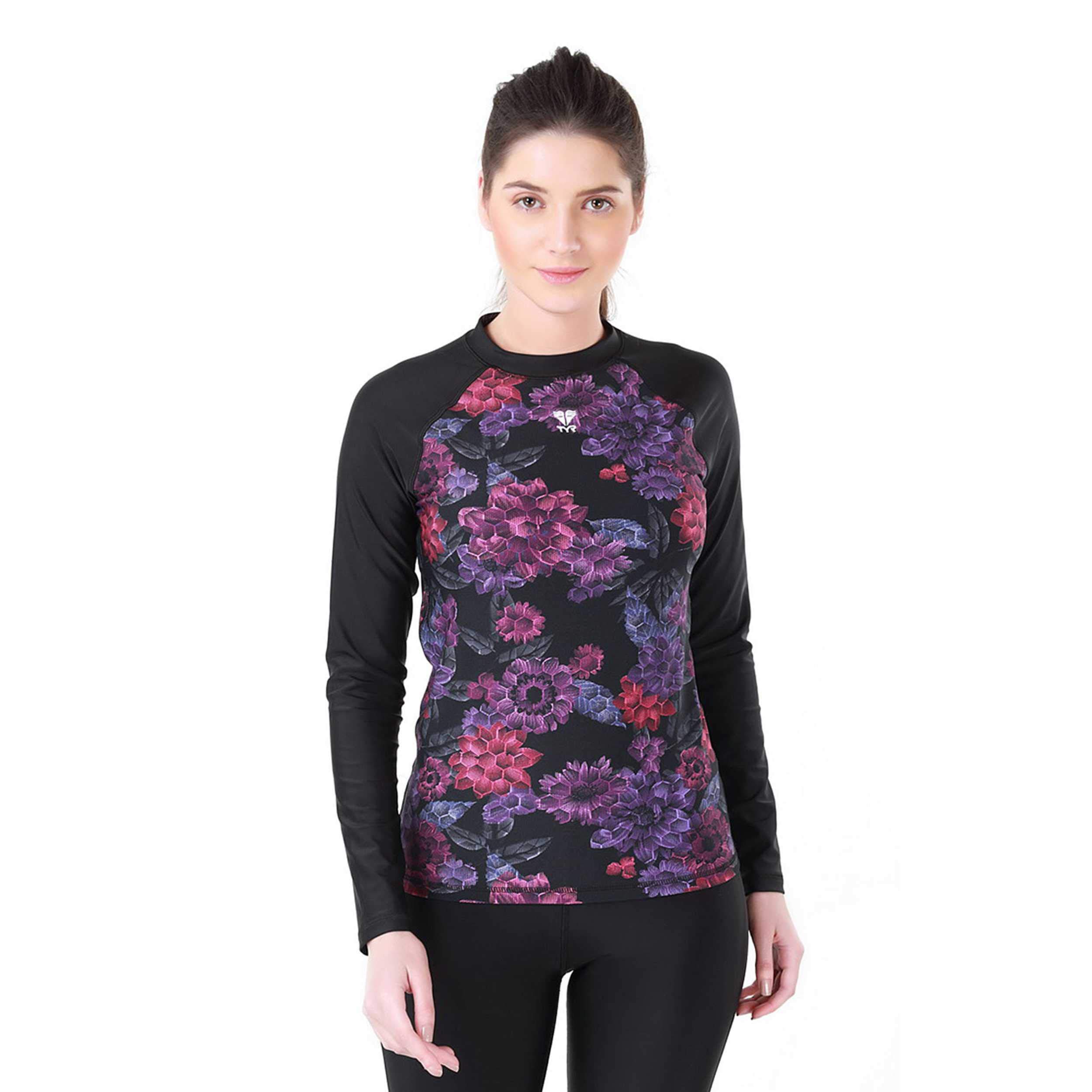 Women's in Primrose Long Sleeve Rashgaurd Swimsuit (TRWRS285- Black/Purple_38)-image-45