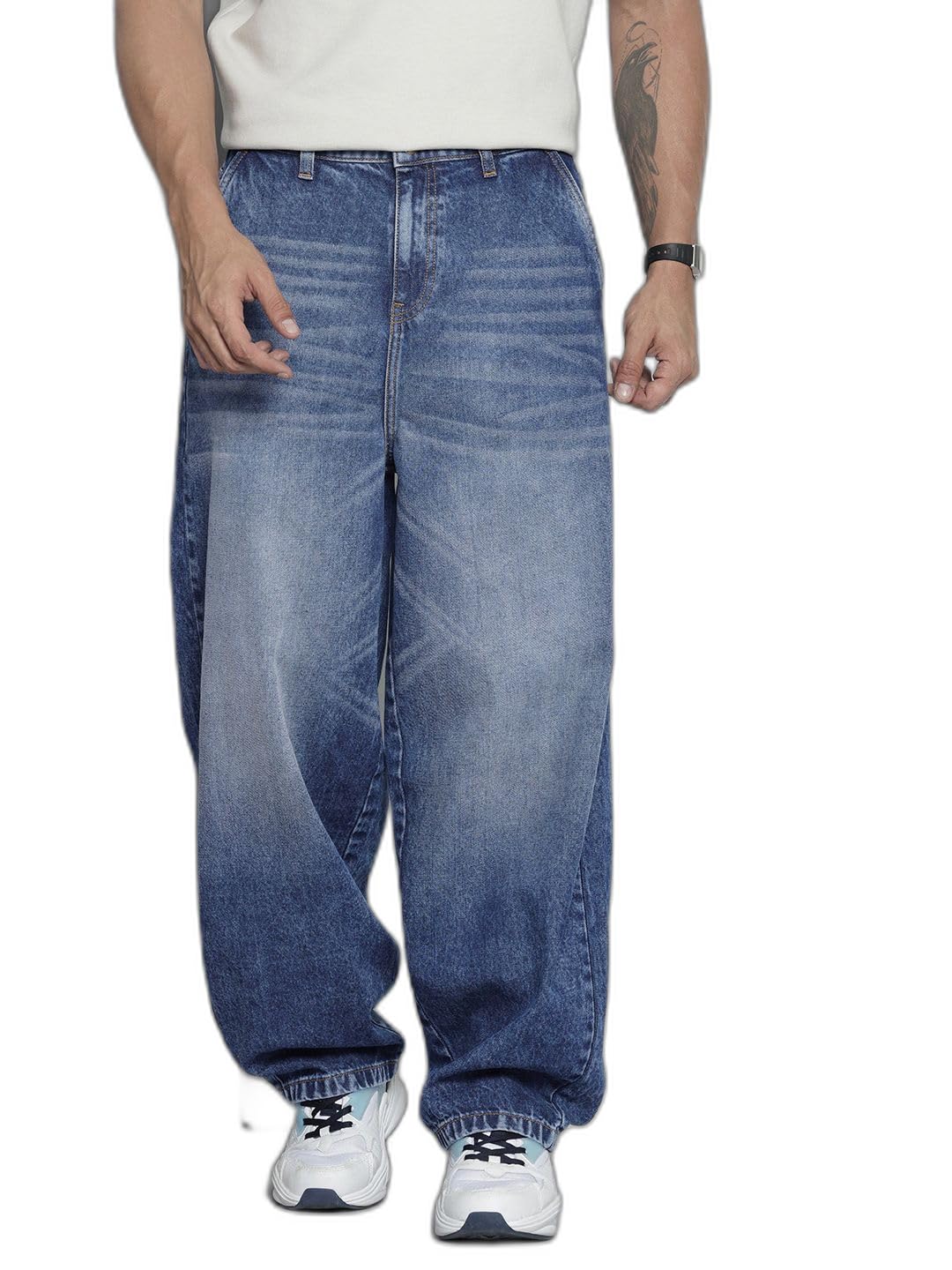 the indian garage co Men's Regular Mid Rise Skater Solid Street Wear Jeans-picture-39
