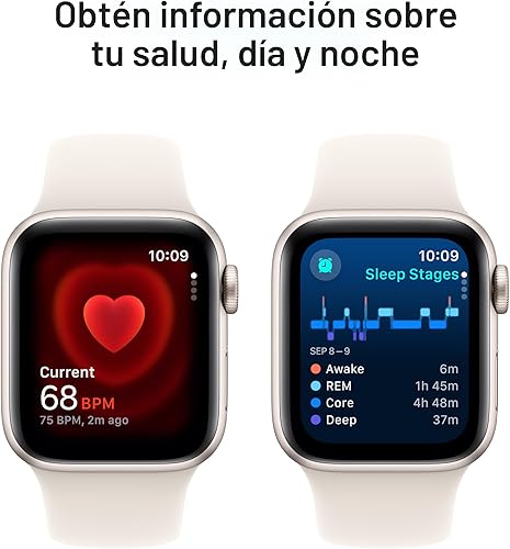 Miniatura 5 de Apple Reloj SE (2 generación) GPS 1.575 in Smartwatch con caja de aluminio Starlight con correa deportiva Starlight SM. Monitores de fitness y