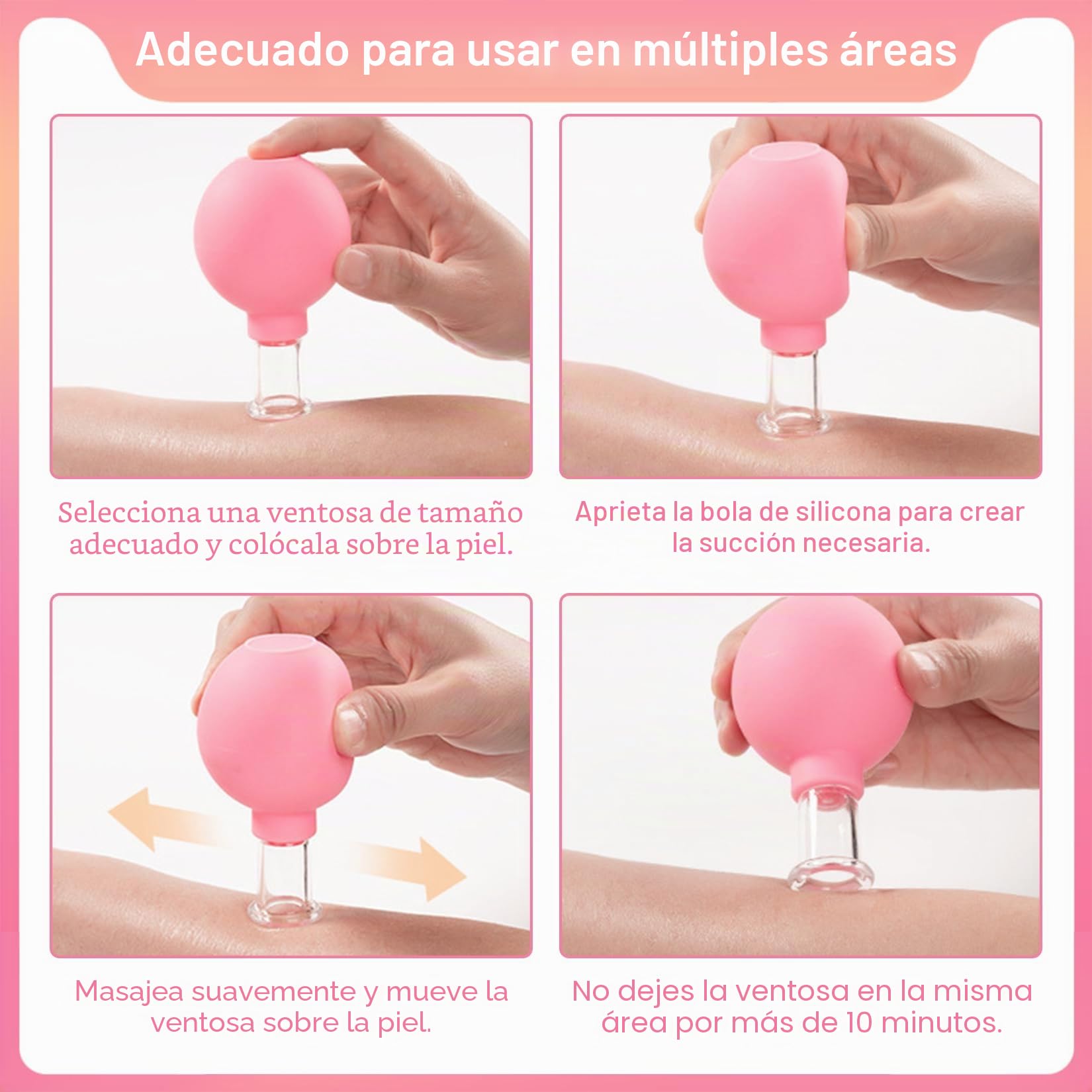4 piezas de ventosas fisioterapia Con ventosa celulitis de silicona Set de ventosas faciales Contra las arrugas tensiones y alivio del dolor(Rosa)