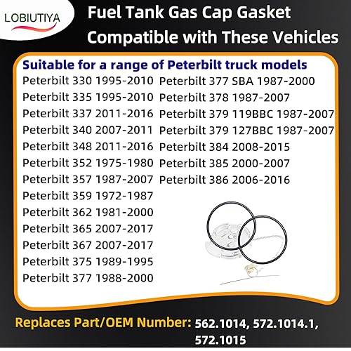 Miniatura 2 de Junta de tapa de combustible 572.1014.1 para camiones Peterbilt – Reemplazo de arandela de sellado, evita fugas – Paquete de 2 juntas tóricas de