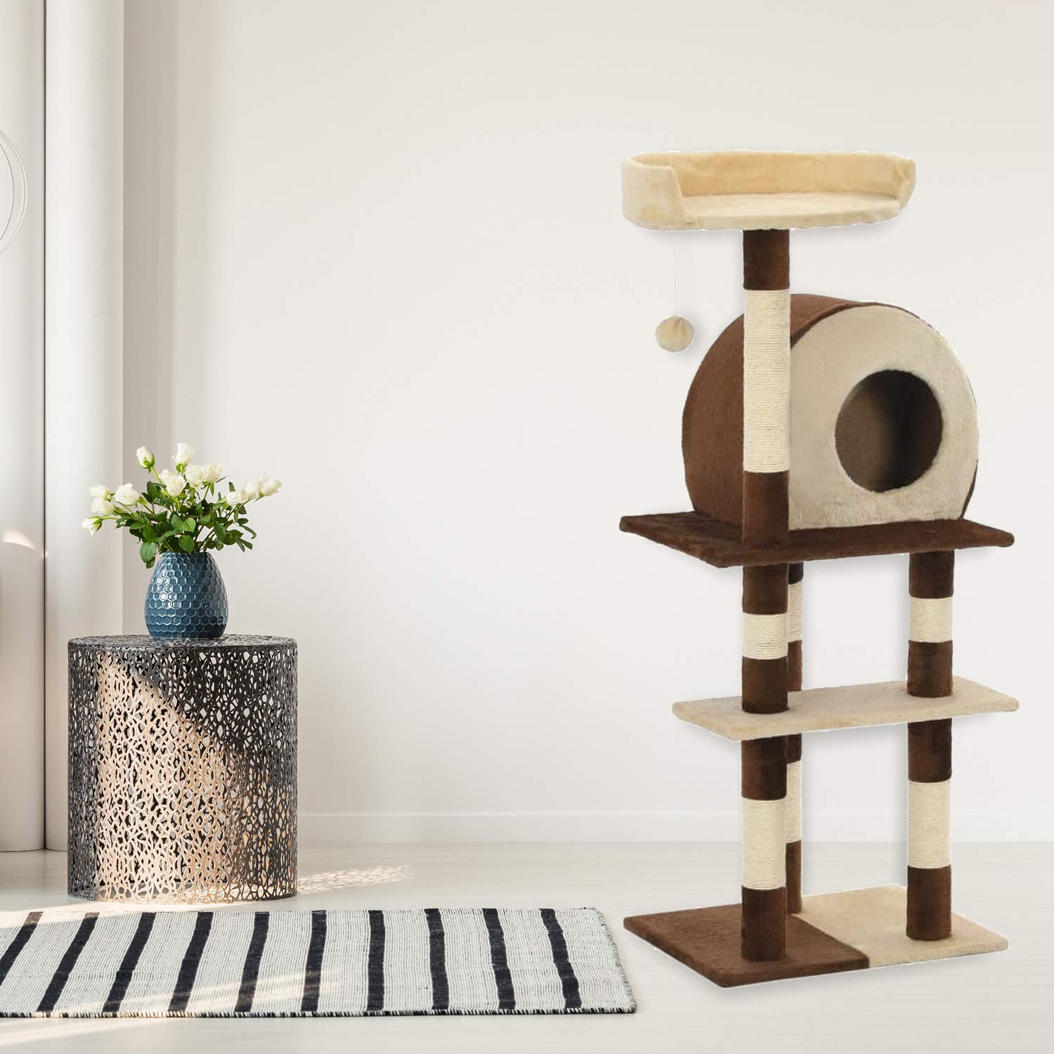 Tiragraffi Panama 58 Cm Con Cuccia Per Gatti Albero Parco Giochi
