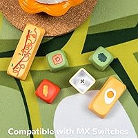 Vista 4 de Teclas de perfil MOA, teclas PBT amarillas, lindo juego de tapas de teclado de sublimación de tinta, teclas redondas personalizadas para teclados