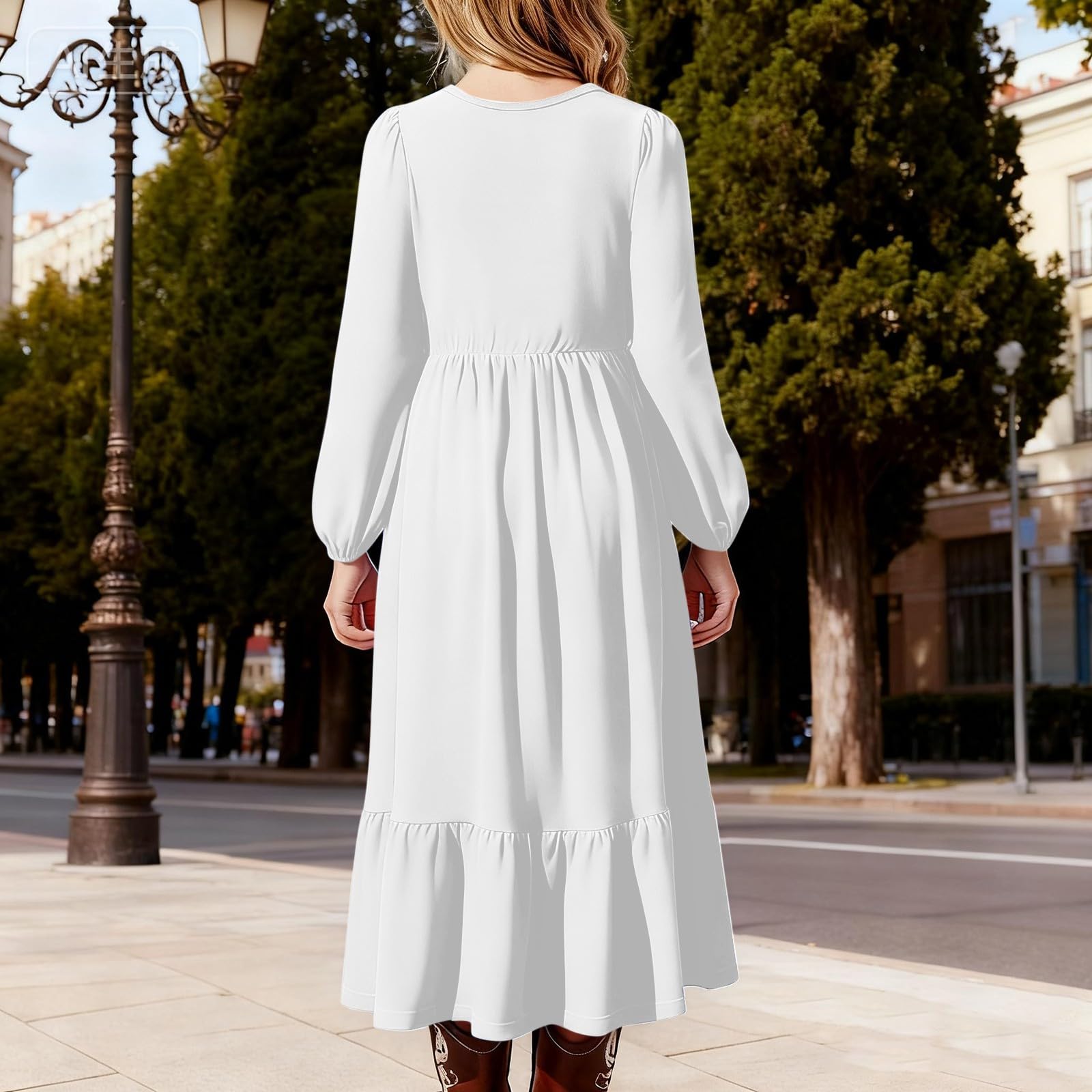 Vestito da ragazza a maniche lunghe casual per vacanze fluide maxi abito a strati con tasche per bambini scollo rotondo morbido comfort spiaggia abiti boho