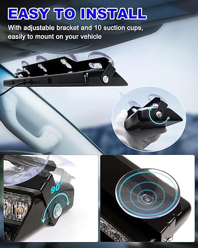 Miniatura 41 de HLauto Luces estroboscópicas de emergencia 6Z4J: luces de seguridad blancas rojas de 2 x 16.8 pulgadas, 48 luces LED intermitentes de advertencia