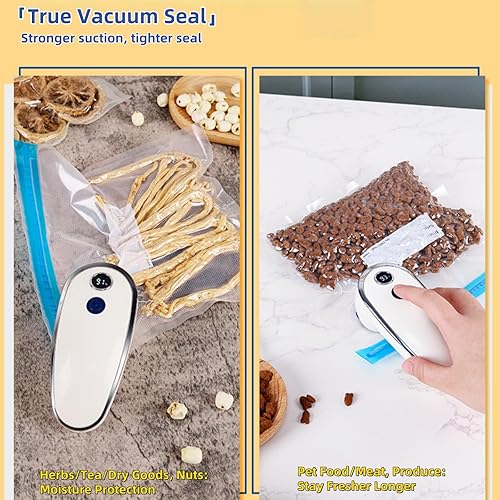 Miniatura 4 de Sellador al vacío de mano para alimentos, máquina selladora al vacío compacta inalámbrica con pantalla LED, sellado rápido, potente y de bajo ruido