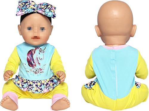 Miniatura 45 de SOTOGO 5 juegos de ropa de muñeca de bebé, trajes con sombreros para muñecas recién nacidas de 14 a 17 pulgadas, ropa de muñecas americanas de 18