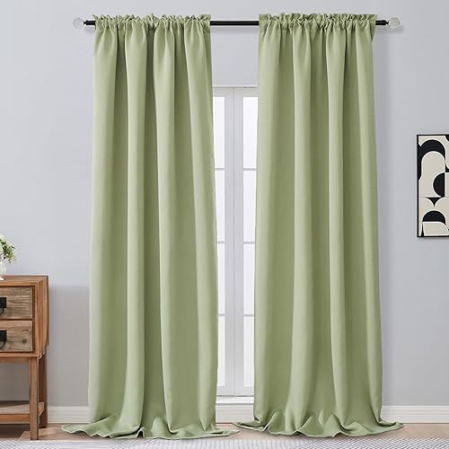 Miniatura 211 de OVZME Cortinas opacas turquesa para tratamiento de ventanas pequeñas, cortinas cortas con bloqueo de luz para ventana de cocina sobre el fregadero,