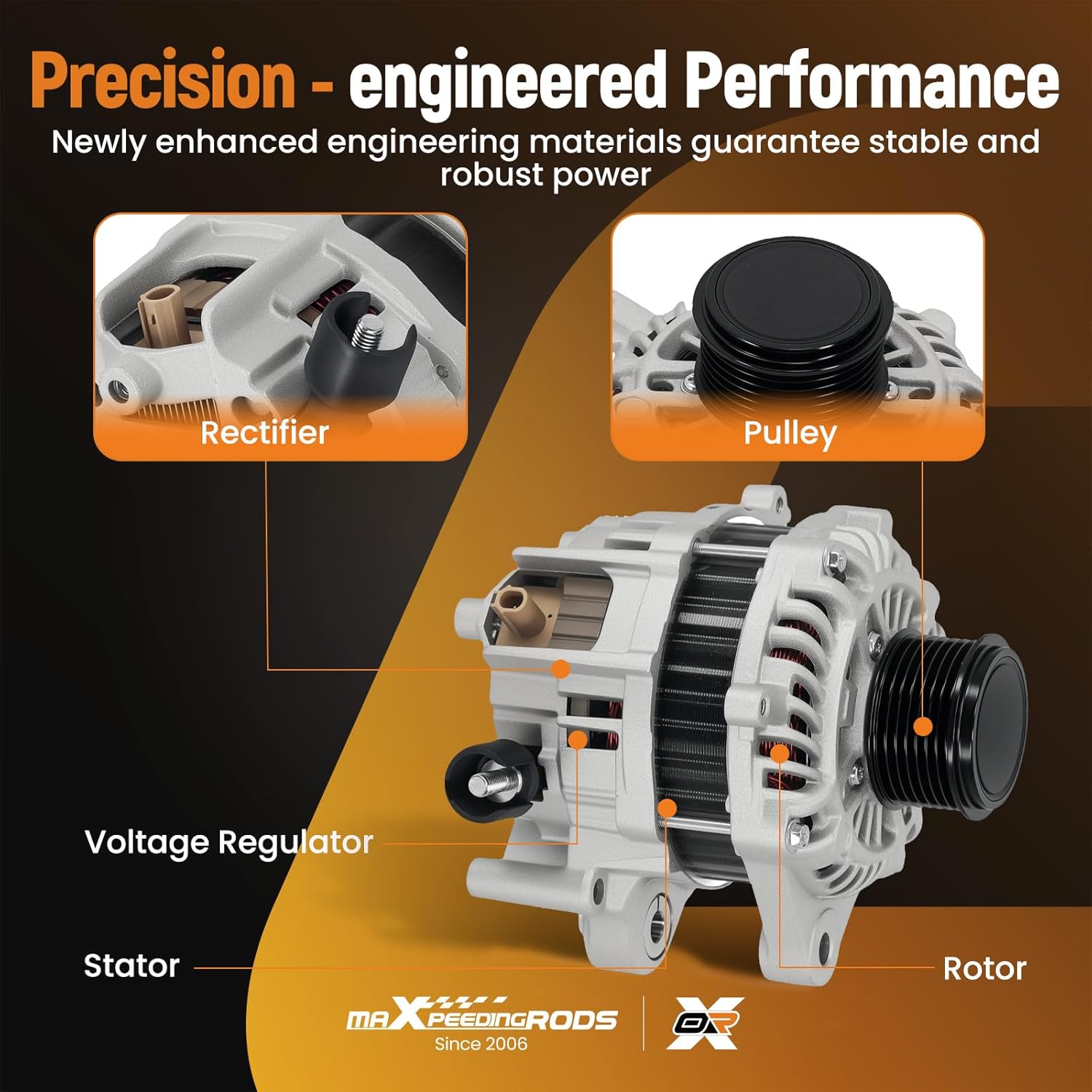 maXpeedingrods Alternator Compatible with Honda Accord 2.4L 2013 2014 2015 2016 2017 Replaces 31100-5A2A02, 31100-5A2A022M2, 14489, A005TL0581ZC