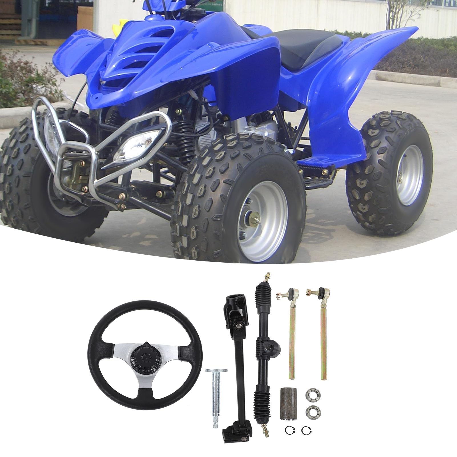 Lenksatz Go Kart, Metall ABS Gummi Lenkradbaugruppe mit Zubehör für 150 250 Motoren
