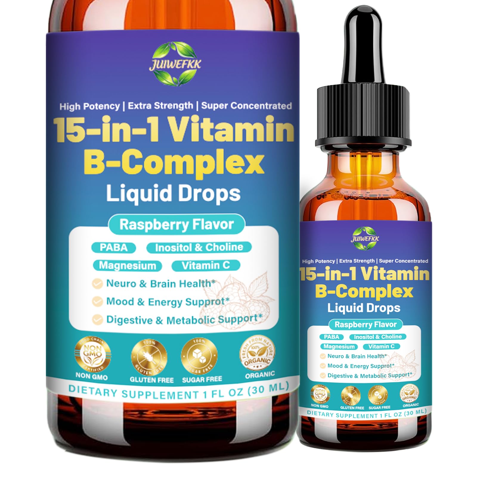 Vitamin B Complex Liquid Drops 15-in-1 VIT B Complex for Women Men & Kids