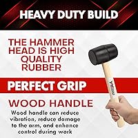 Vista 6 de YIYITOOLS YY-2-005 Mazo de goma con mango de madera–8 onzas, negro