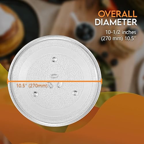 Miniatura 4 de Bandeja giratoria de vidrio para microondas de 10.5 pulgadas compatible con GE General Electric. Número de pieza WB48X21336 reemplaza a PS8755334.