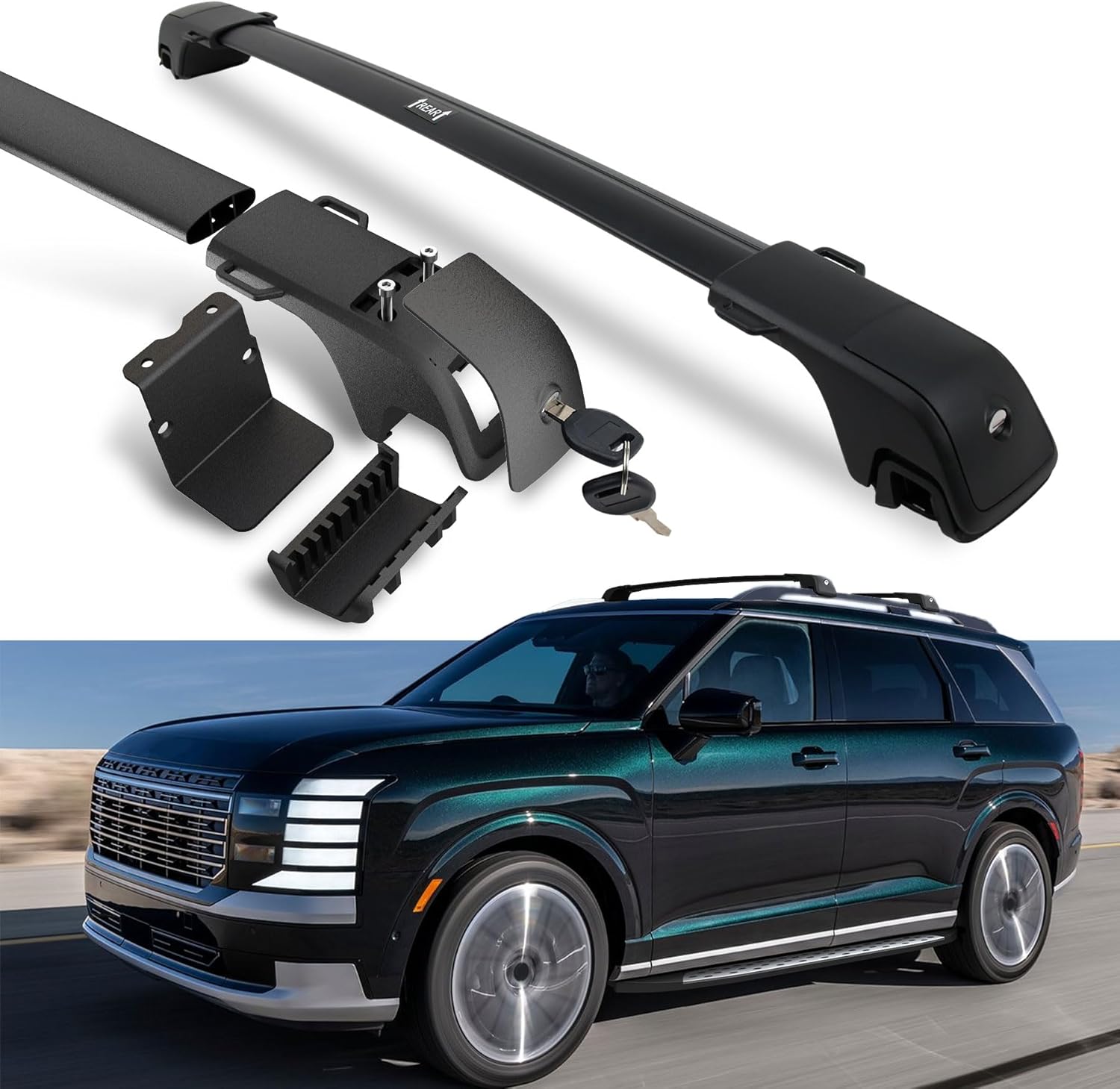 Roof Racks for 2026 Hyundai Palisade - 330 LBS Capacity, Dual-Hole Mounting, Lockable with Anti-Theft System, Black Aluminum Cross Bars