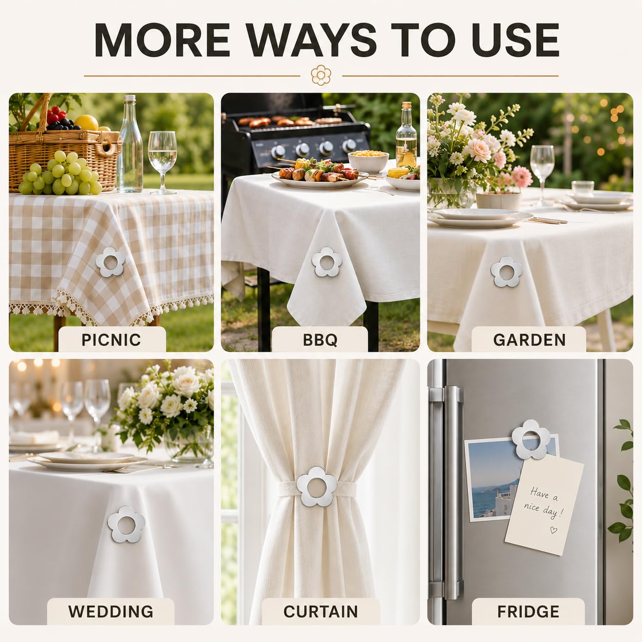 12 Piezas Pesas para Mantel, sujetamanteles magnéticos de Acero Inoxidable, Soportes para Mantel en Forma de Flor para Exterior y Picnic, Resistentes al Viento, para Camping y Actividades