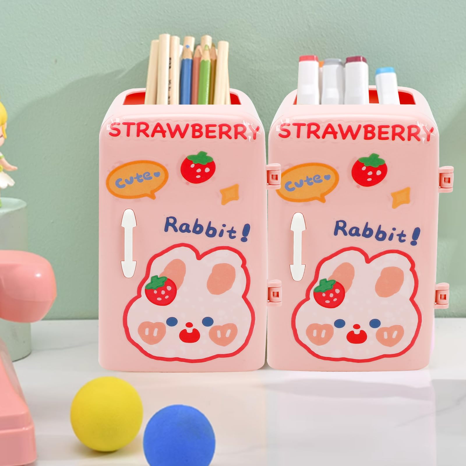 Coquette Desk Decor Photour Cute Rabbit Pen Holder,Pencil Holder