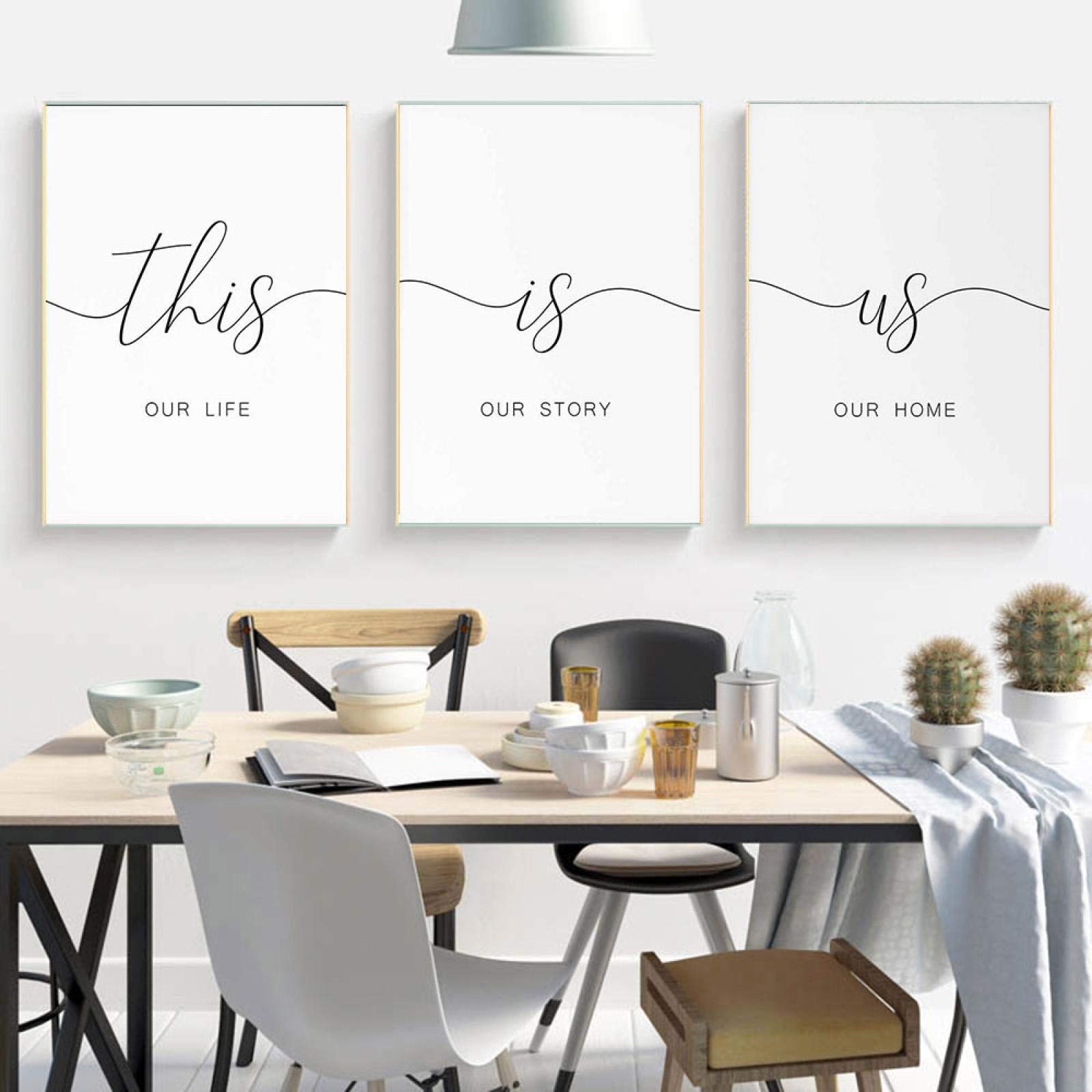 Dittelle Minimalism This Is Us Quote Wall Art Canvas Painting Black White Wall Poster Prints Modern Picture For Living Room Decor 40x60cm-3Pieces Frameless
