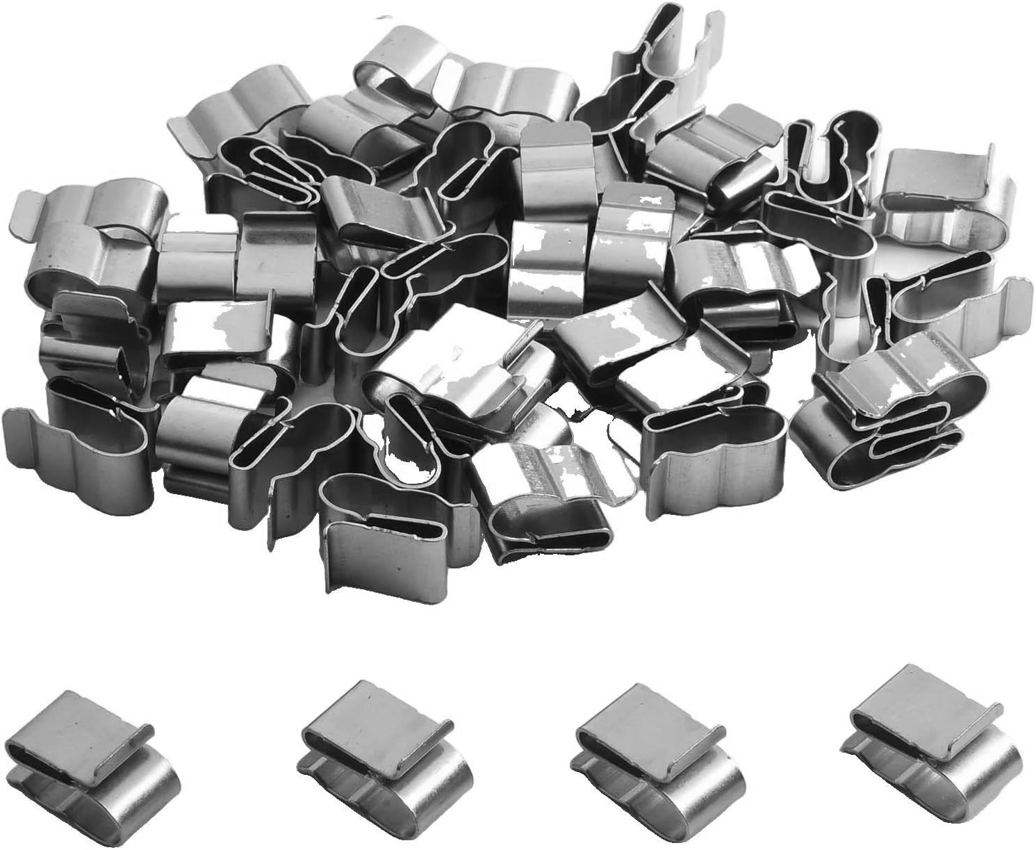 50 Metal Wire Cable Clips Made Of Stainless Steel For Trailer Frames And Solar Panel Wire Management Double Wire Clips For Reliable Cable Holding