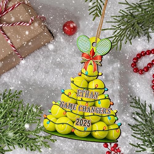 Miniatura 7 de Adornos de Navidad deportivos personalizados, adorno de madera impreso plano 2D para árbol de Navidad, decoración de fiesta de Navidad para el hogar