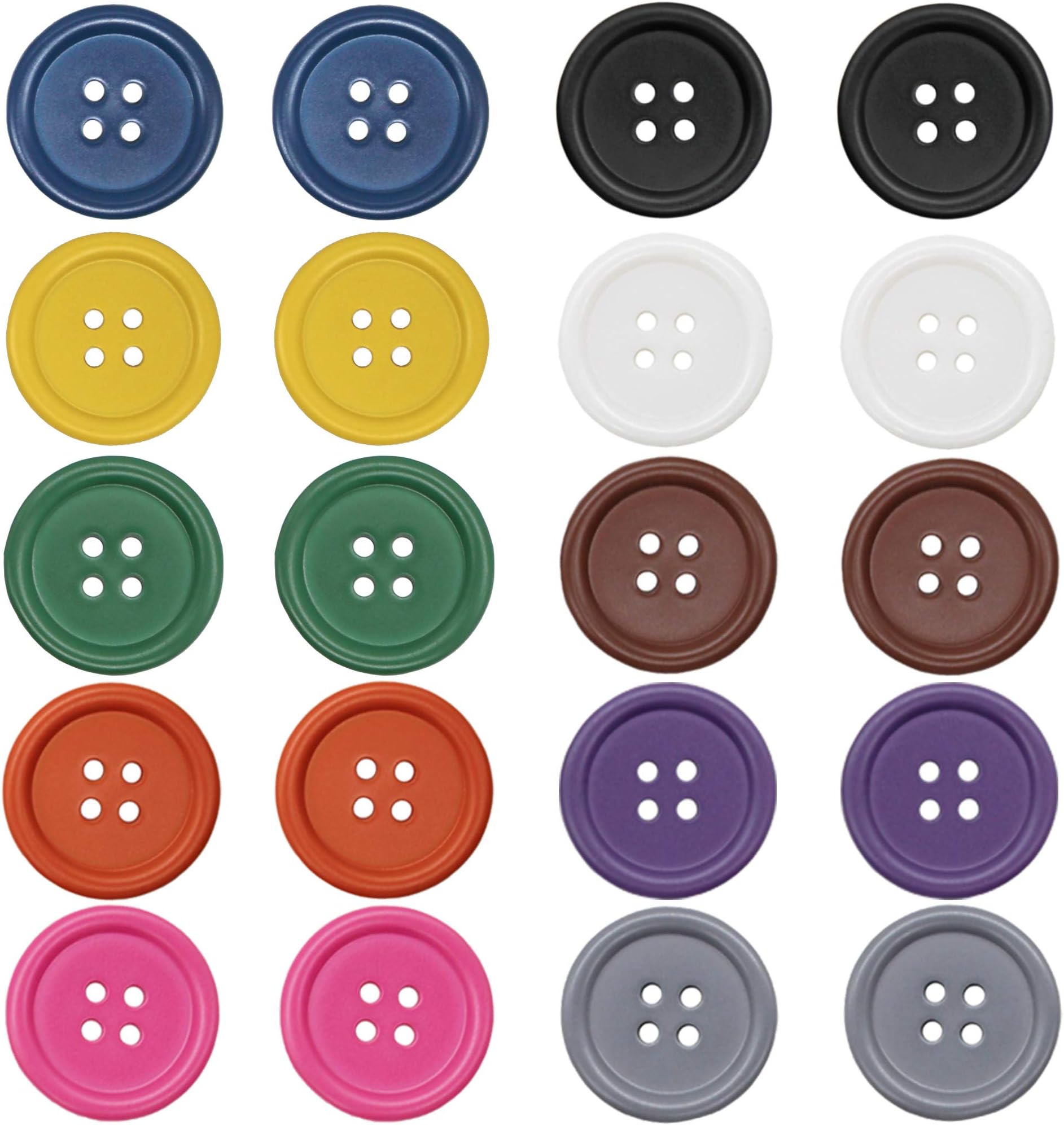 50 PCS 25mm 1 Inch Buttons for Crafts, Large Buttons 4 Hole Round Sewing Buttons Mixed Spray Colored Craft Buttons for Sewing Scrapbooking and DIY Crafts (Each Color 5 Pcs)