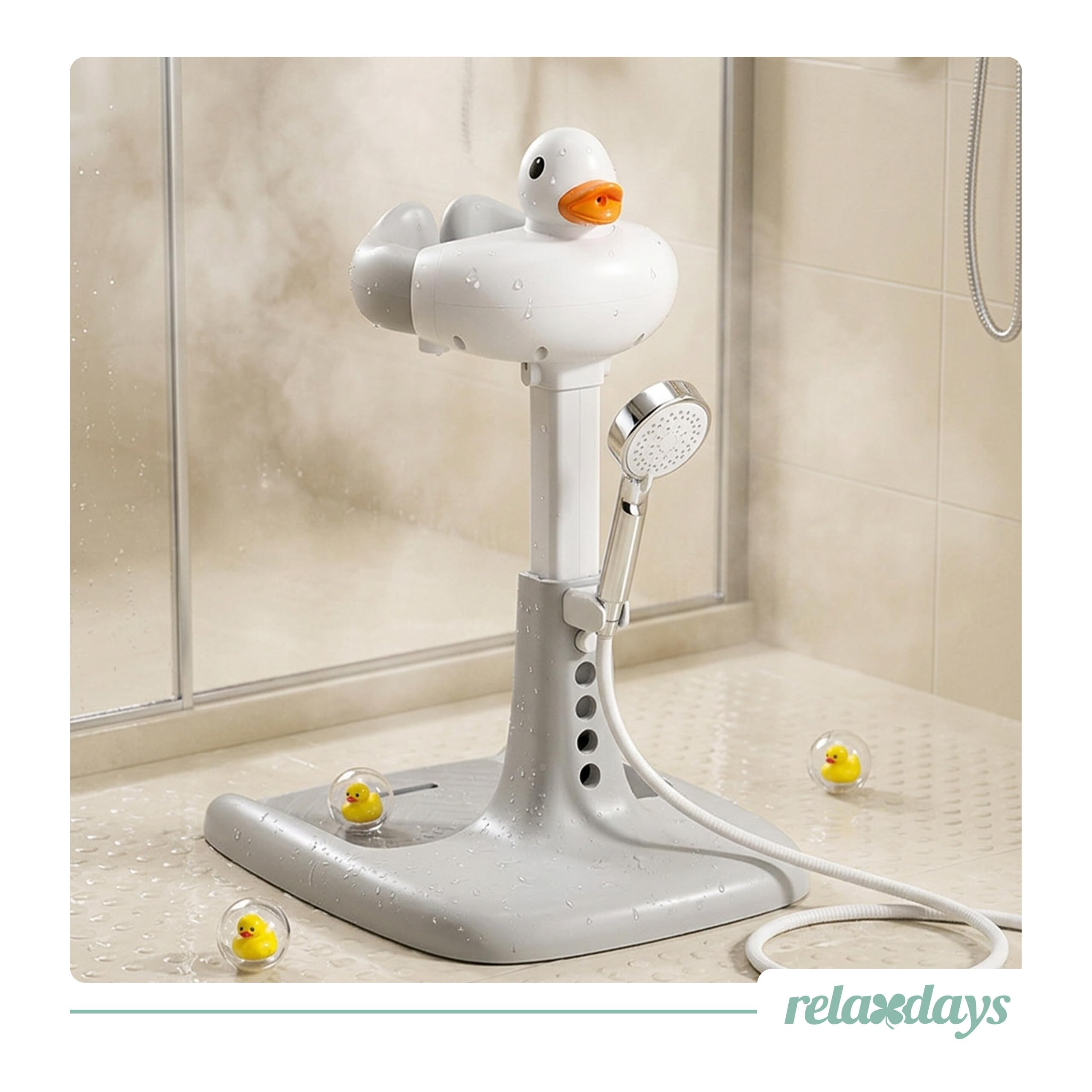 Relaxdays Baby-Duschständer höhenverstellbar, HBT: 45-67x50x40cm, grau-weiß