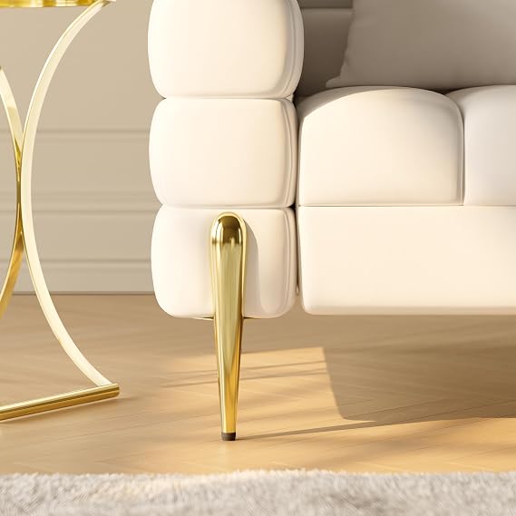 homary Boucle Accent Chair, Mid Century Modern Upholstered Armchair with Gold Legs, Comfy Lounge Chair for Living Room Bedroom Reading Corner Office (Warm White, Boucle)