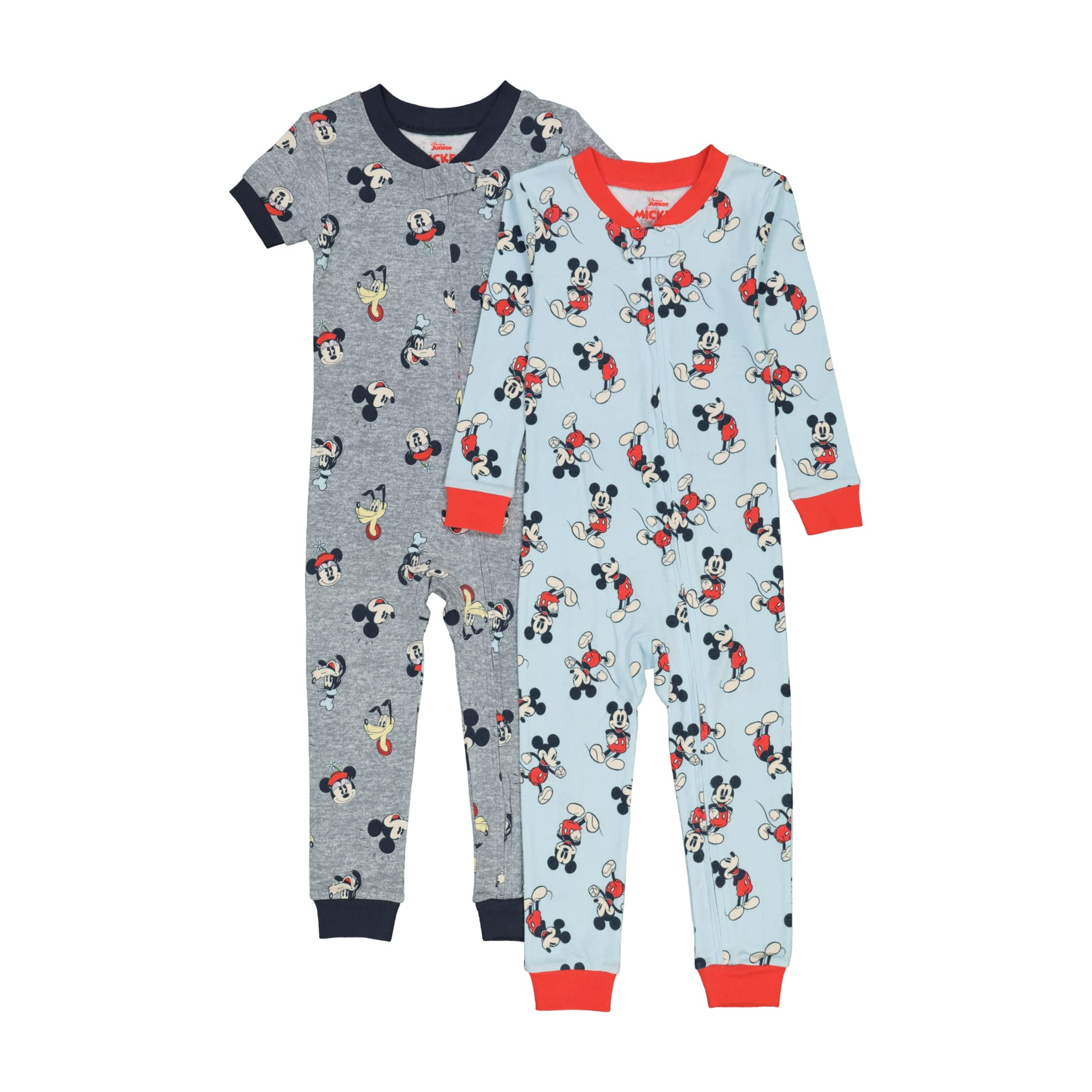 DisneyMickey & Minnie Mouse 2-Pack Footless One Piece Cotton, Snug-fit Pajamas, Soft & Cute for Kids