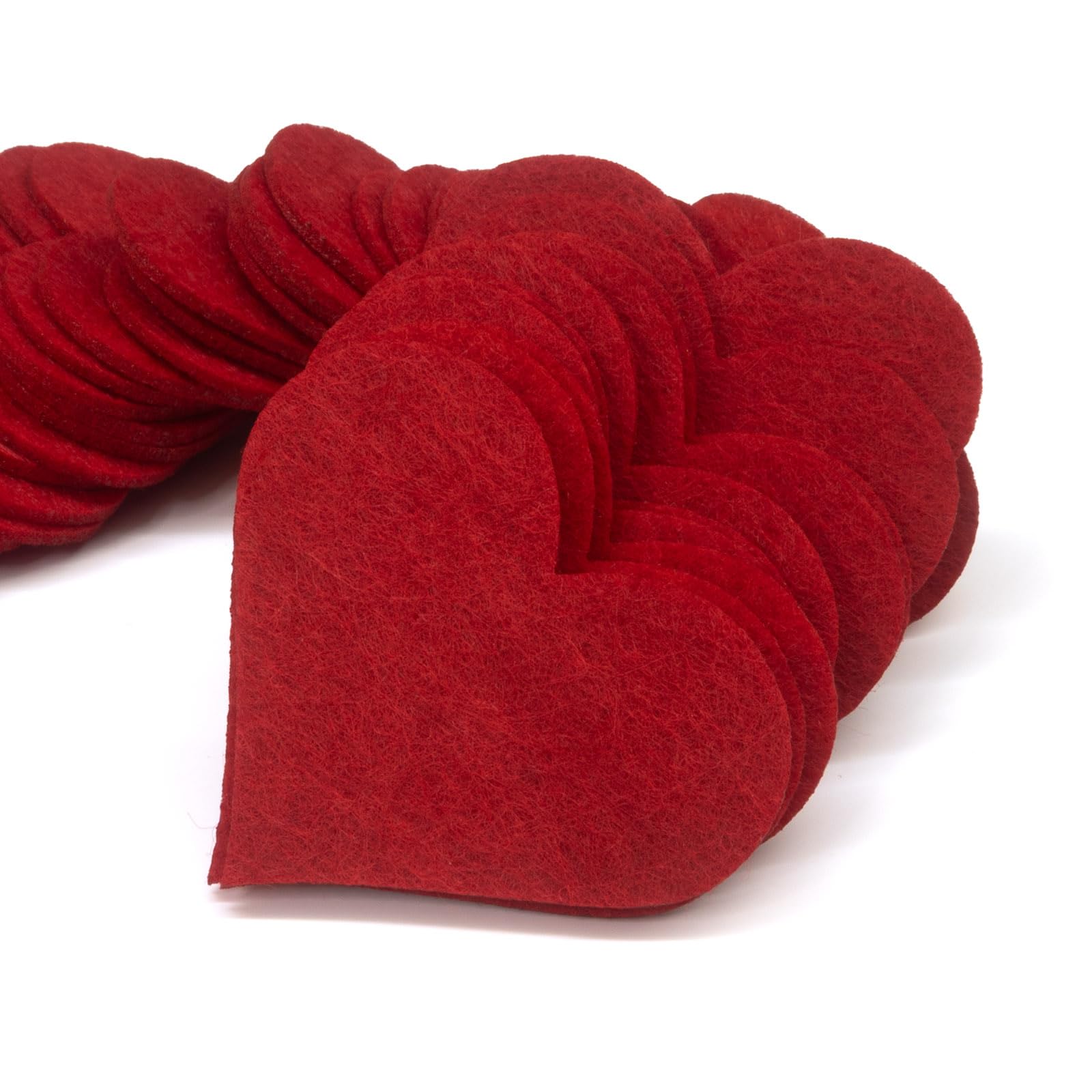 100 cuori in feltro rosso a forma di cuore, per scrapbooking, decorazioni in feltro da 2 mm