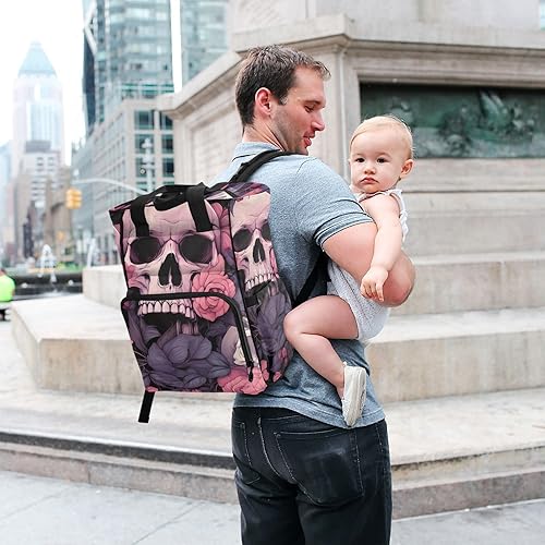 Miniatura 7 de xigua Mochila de pañales de calavera multifunción para bebé, impermeable, gran capacidad, mochila de viaje para mamá y papá, C44, Mochilas de viaje