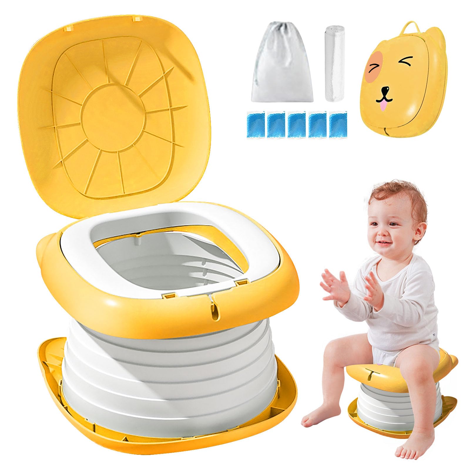 Children's Potty: Vasino Portatile per Bambini Da Viaggio, Vasino Bambini, Foldable Toilette Pieghevole Da Viaggio, Wc Pieghevole per Bambini per Ragazzi E Ragazze Adatto Da 0 a 8 Anni, Arancione