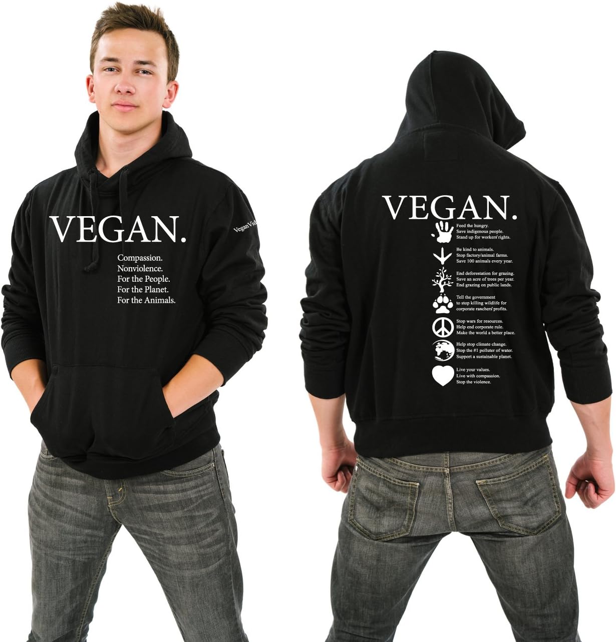 Hooded Sweatshirt by NonviolenceUnited.org - Black - Large