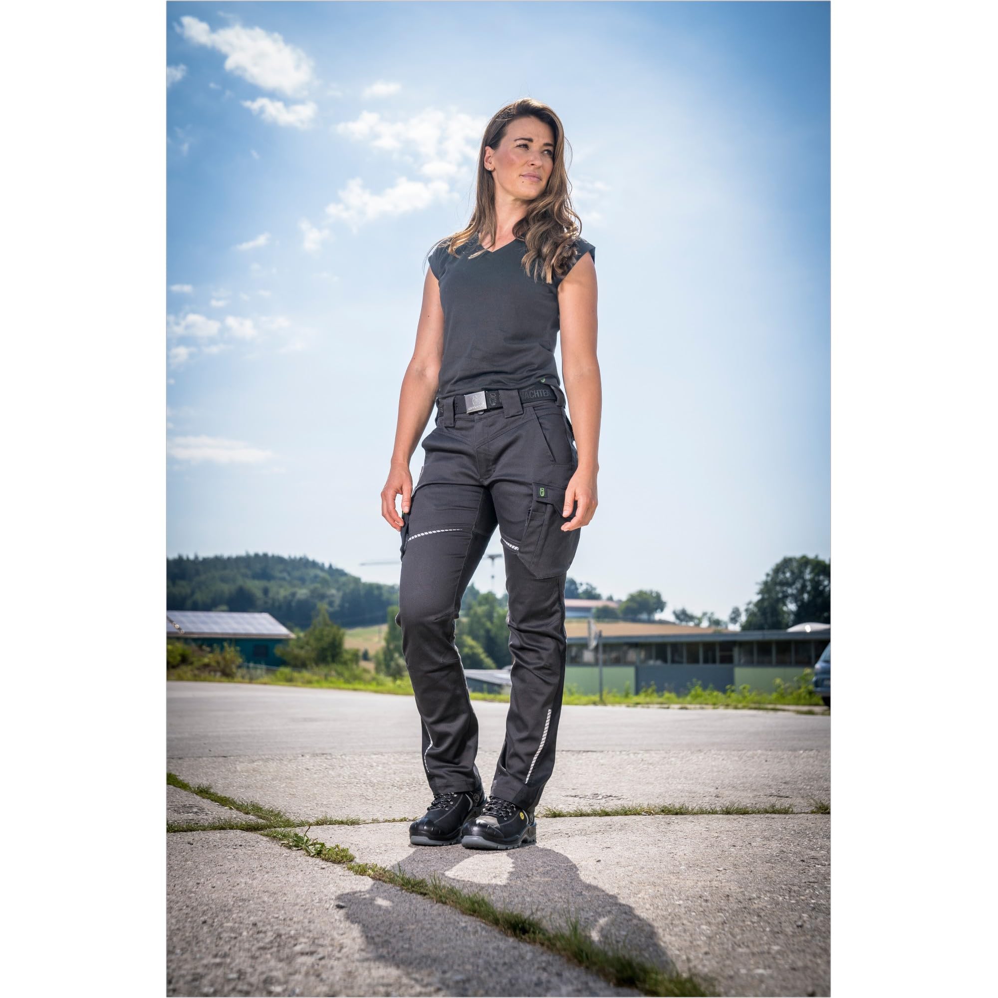 Leibwächter Damen Arbeitshose Flex-Line Anthrazit, Gr. 40, Robuste Workwear mit Stretch, Sicherheitshose für Frauen, strapazierfähige Berufsbekleidung, Bundhose ohne Knietaschen