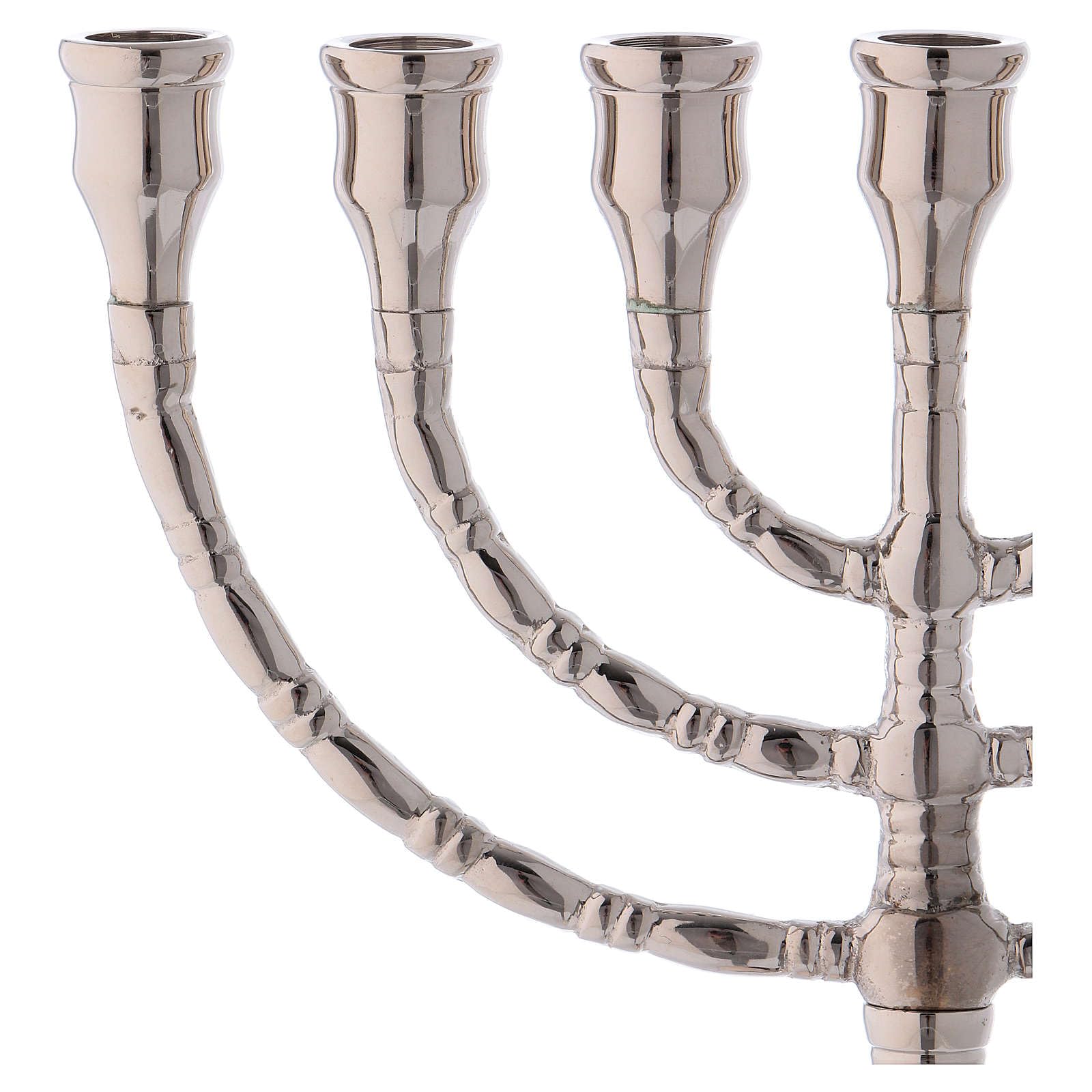 Menorah Candle Holder with 7 Flames in Silver-Plated Brass 25 cm