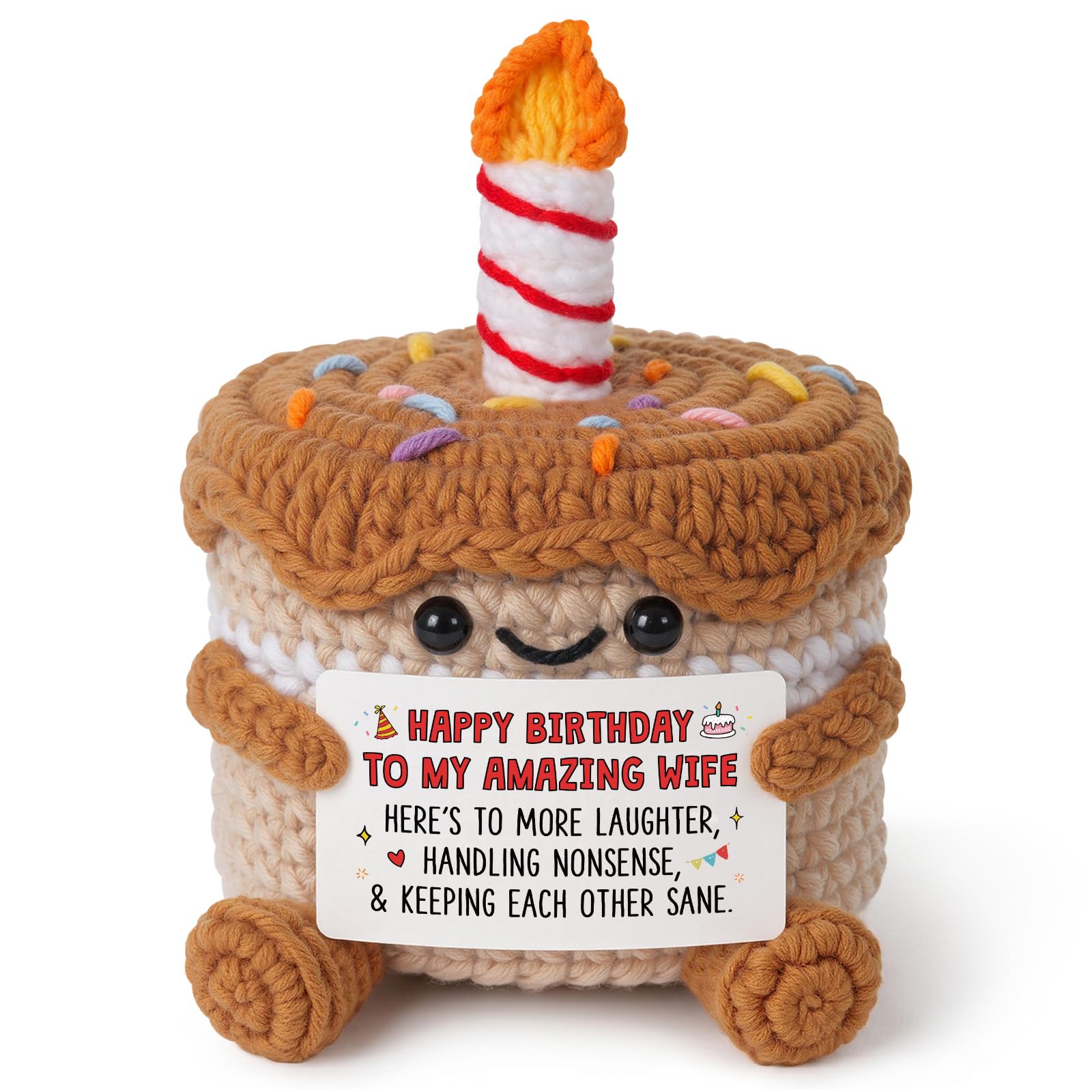Wife Birthday Card Gifts, Handmade Amazing Wife Crochet Birthday Cake