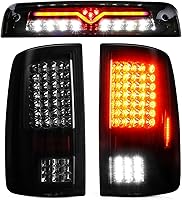 BOMUSOU Smoke Lens LED Tail Lights + 3rd Brake Light for Dodge Ram 1500/2500/3500 2009-2018 & 1500 Classic 2019 - Plug & Play, Waterproof