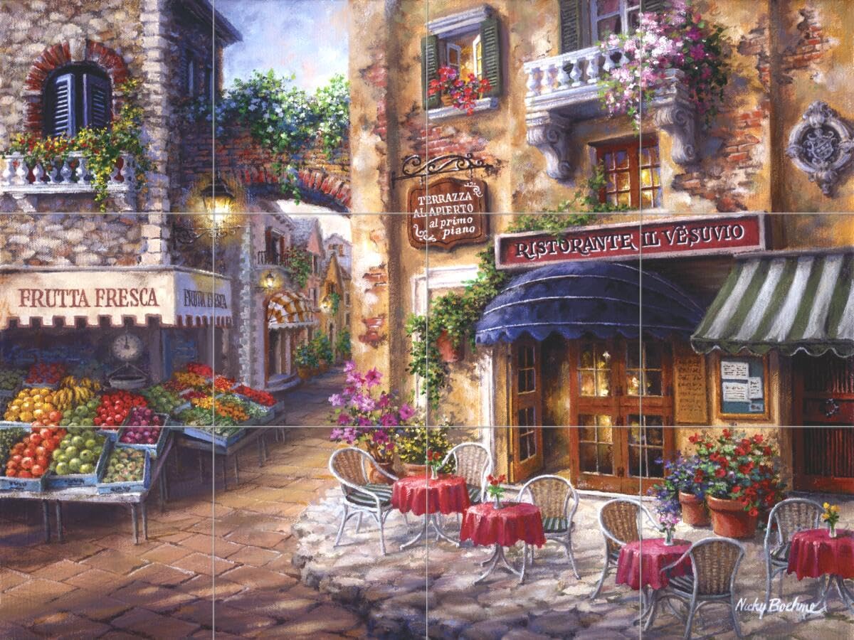 絵画 Bonappetito Amazon.com: Ceramic Tile Mural - BUON Appetito 2 - by Nicky Boehme