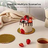 Vista 6 de Fit Meal Prep Paquete de 20 tablas para tartas, círculos redondos dorados de 6 pulgadas, círculos de pizza desechables, soporte de base para postres